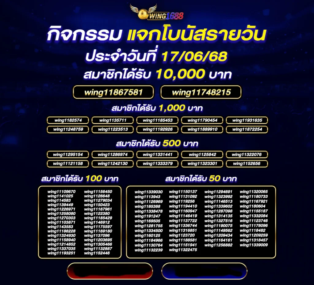 แจกโบนัส by wing 1688